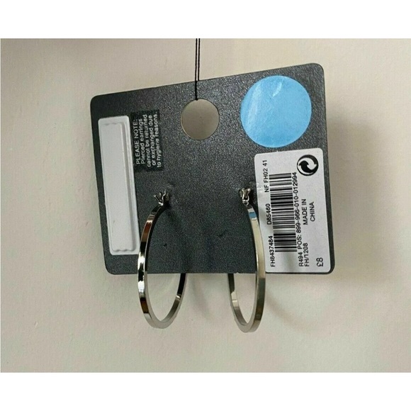 Accessories by Next Silver Plated Hoop Earrings With Glass Stones 3.5” diameter - Picture 2 of 2